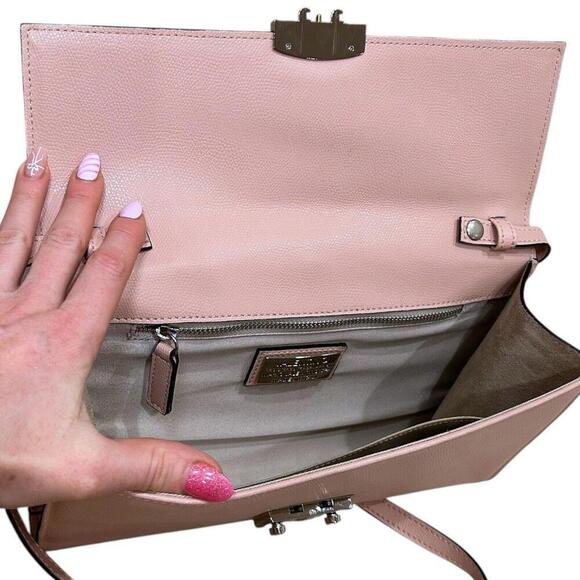 Valentino Cocotte Rose Pink Leather Silver Rockstud Envelope Shoulder Bag $895 - Picture 9 of 16